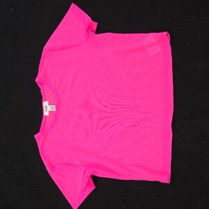 PINK Victoria’s Secret Neon Pink Sheer Mesh Crop Top Tee Medium